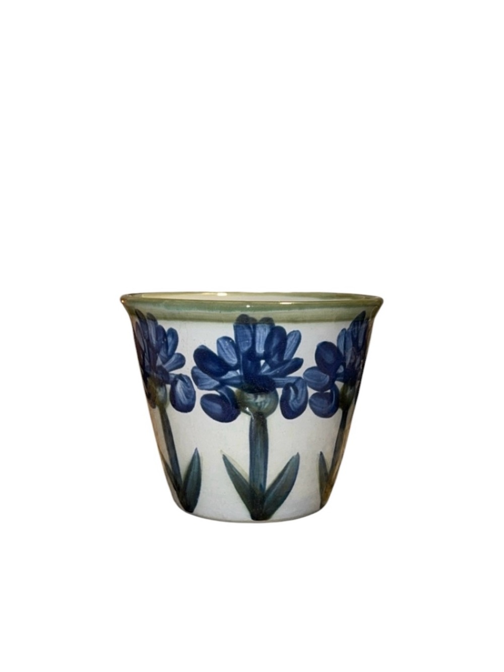 Louisville Stoneware Bachelor Button Blue Cornflower Crock Flower Pot USA